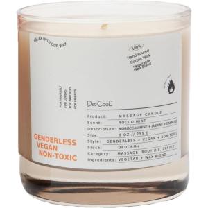 DedCool Massage Soy Wax Candle (Rocco Mint, 9 oz | 255 g) Moisturizing Body Oil Candles for Women, Men & Romantic Couples, Sensual Massage Candle for Date Night, Essential Oil, Clean, Non-Toxic