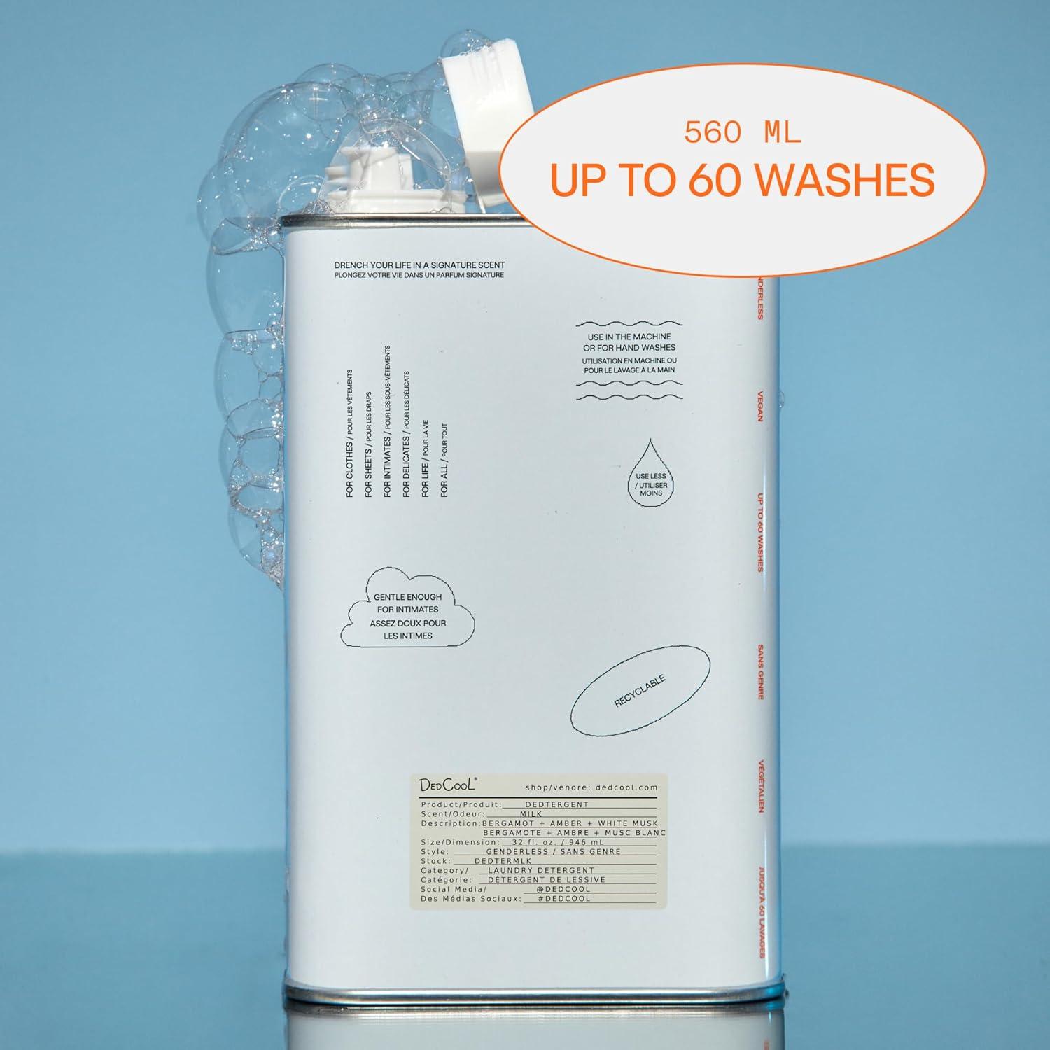 imageDedCool Liquid Laundry Dedtergent Xtra Milk Luxurious Fragrance Detergent Removes Stains Infused with Natural Essential Oils NonToxic 120 Washes 64 Fl OzXtra Milk