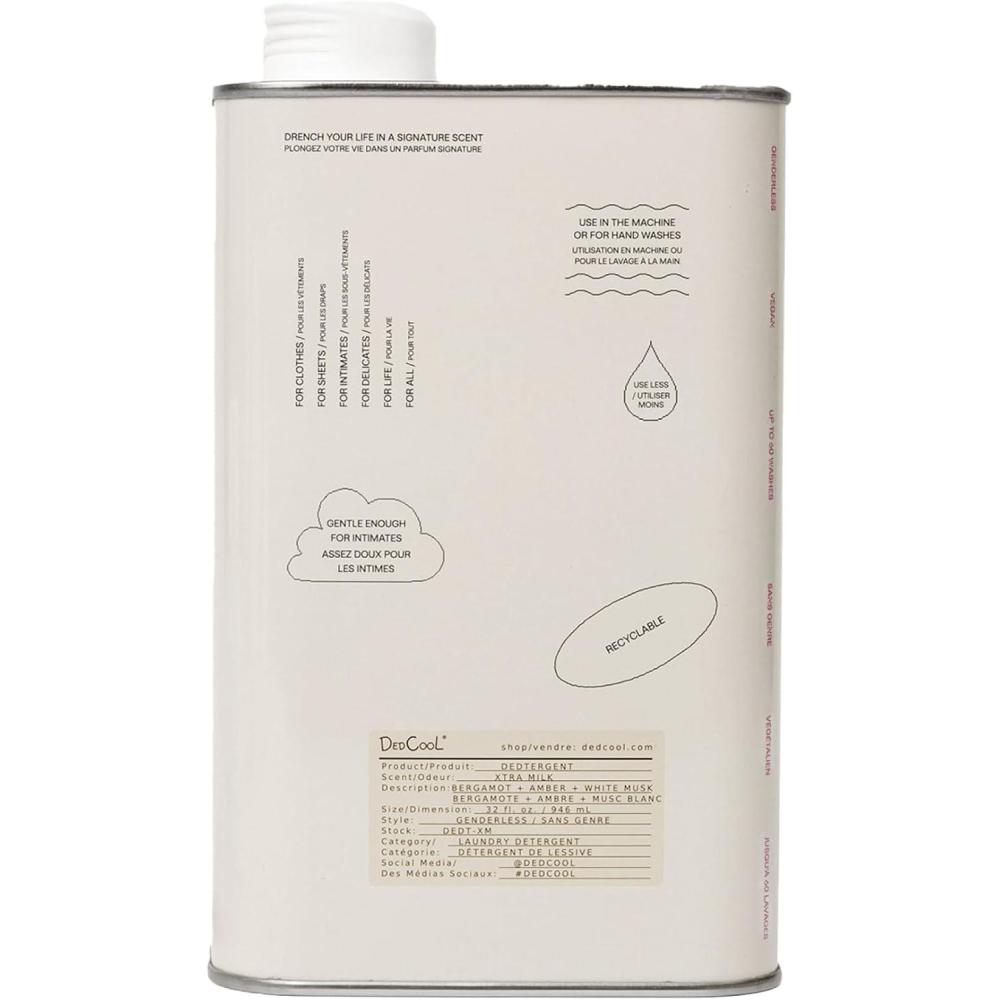 imageDedCool Liquid Laundry Dedtergent Xtra Milk Luxurious Fragrance Detergent Removes Stains Infused with Natural Essential Oils NonToxic 120 Washes 64 Fl OzXtraMilk