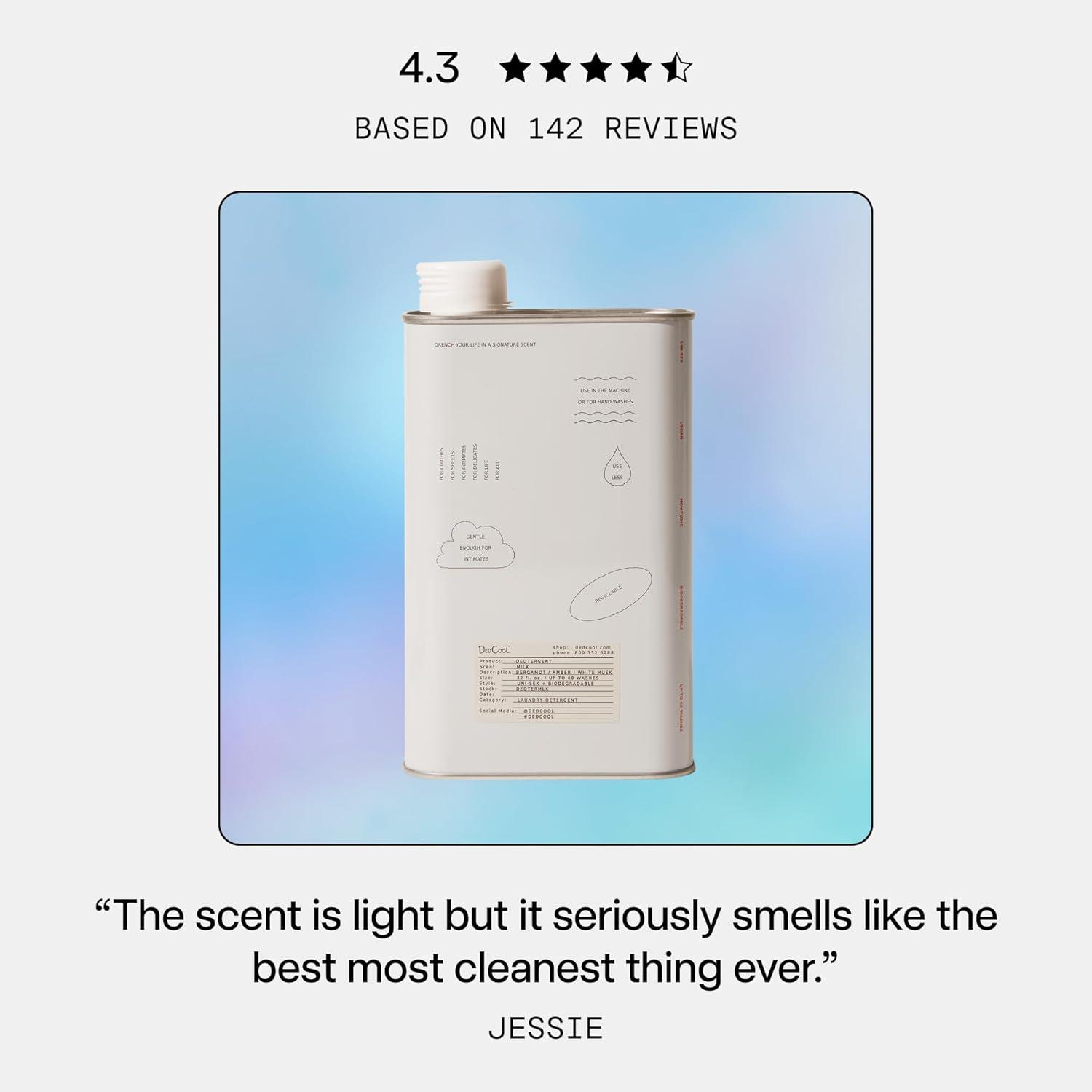 image:imageDedCool Liquid Laundry Dedtergent Mochi Milk Luxurious Sweet Scent StainRemoving Formula Infused with Natural Essential Oils NonToxic 60 Washes 32 fl ozMilk