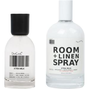 DedCool Room + Linen Spray & Eau de Parfum 1.7 fl oz Bundle | Xtra Milk | Bergamot, White Musk & Amber | Clean, Long-Lasting Unisex Fragrance | Non-Toxic, Vegan